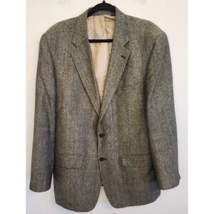 Vtg Orvis Mens 100%‎ Silk Hopsack Tweed Sport Coat Blazer Gray 2 Button 44 Long